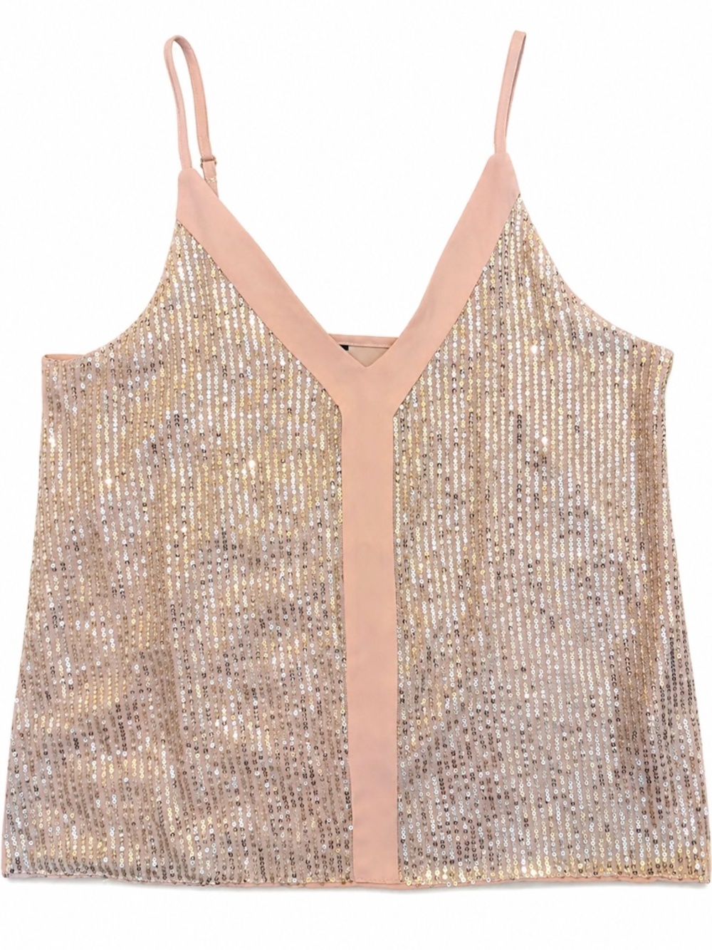 Blush Pink Sparkly Sequin Camisole Top Size Small